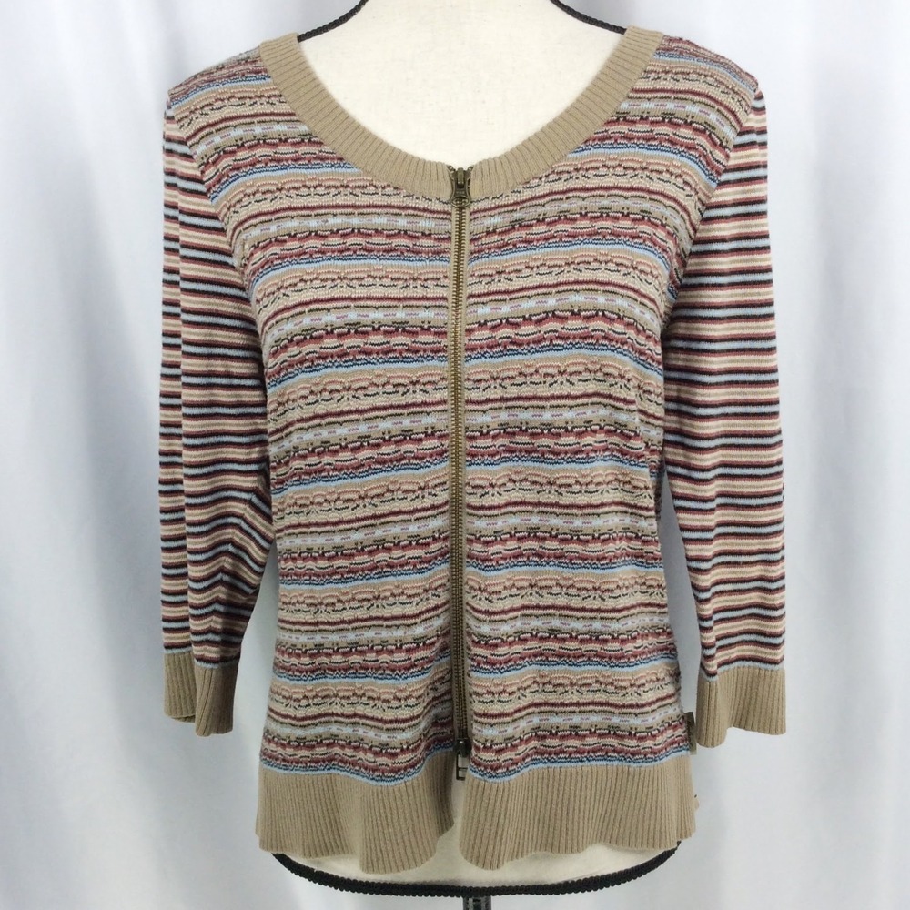 Woolrich Full Zip Lightweight Cardigan Sweater Women's Size Medium Multicolor
